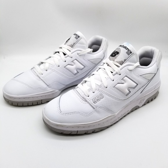New Balance 550 White Shadow Gray Sneakers Mens Sz US 10 Leather Classic Retro